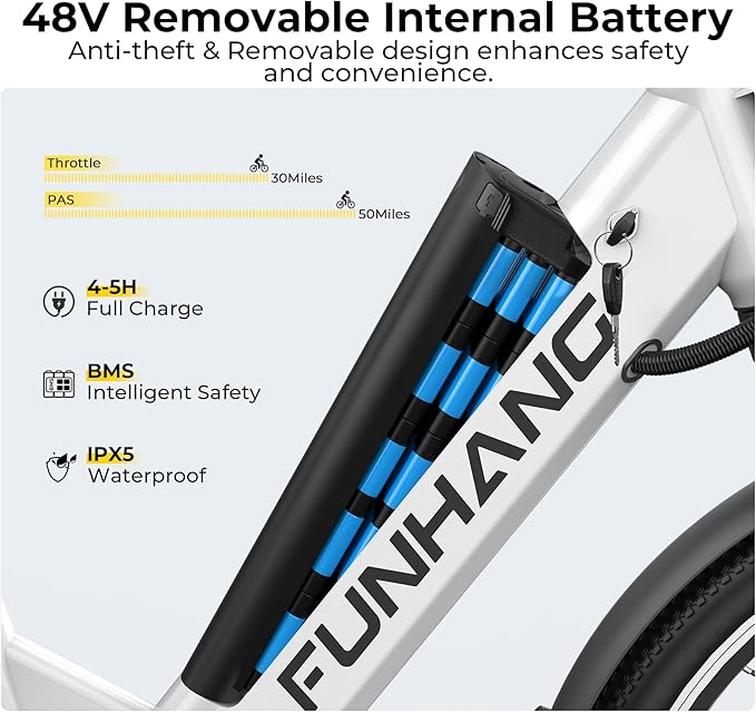 Electric Bike for Adults, 1000W Peak Ebike, 50Miles 21.7MPH Step Thru Electric Bicycle, 26" Commuter E Bikes with 48V Built-in Removable Battery, Adjustable Stem, 7-Speed, UL 2849 Certified