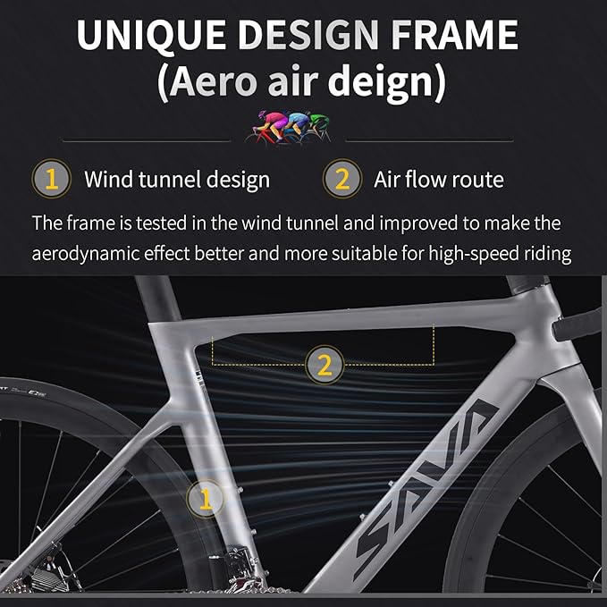 SAVADECK Carbon Road Bike, T800 Carbon Fiber Frame 700C Racing Bicycle with Shimano 105 R7000 22 Speed Groupset and Mechanical Disc Brake, Ultra-Light Carbon Bike for Adult.
