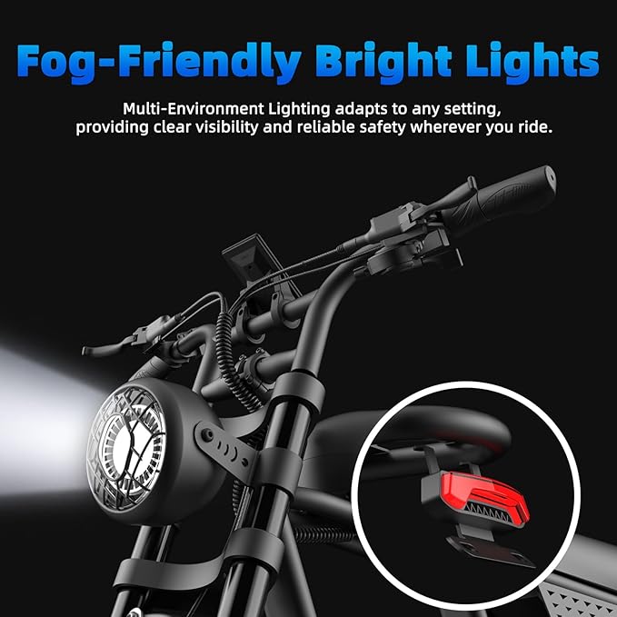 Electric Bike for Adults FX20, 3000/1500W, 37/35MPH Fast E-Bike, 48V 25Ah/18.9Ah Battery, 40-80 Miles Long Range Electric Motorcycle, 20" Fat Tire Dirt Bike, UL 2849 GCC All Terrain Mountain Snow