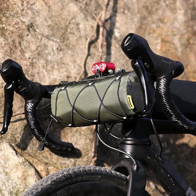 Rhinowalk Bike Handlebar Bag, Bicycle Front Bag Frame Storage Roll Bag Mountain Road Bikes Commuter Shoulder Bag Professional Cycling Accessories