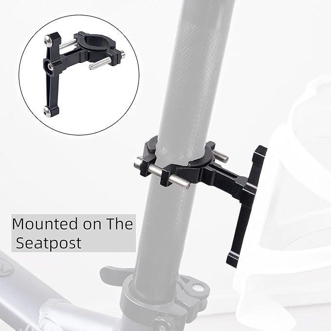 Adjustable Bike Water Bottle Cage Adapter,Anodized Aluminum Alloy Mount for Handlebars Seatposts,Universal Adapter for MTB/Road/E-Bike/Kids Bike, Includes Hex Wrench Anti-Slip Spacers (2, Black)