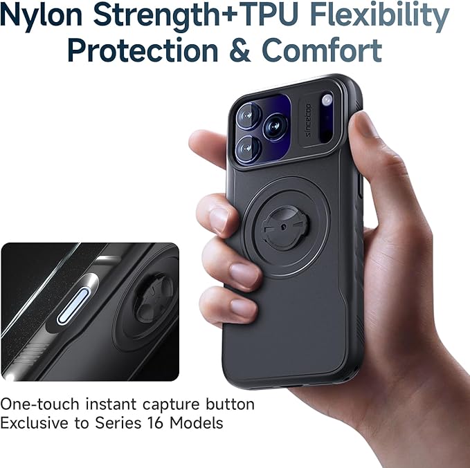 Bike Phone Case for iPhone 17 Pro Max– Shockproof & Slim with Built-in Lock, Compatible with Garmin-Style Mounts, Quick-Release for Road & MTB Cycling