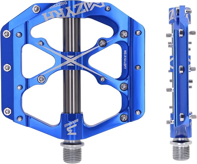 MZYRH 3 Bearings Mountain Bike Platform Pedals - Flat Alloy 9/16" Non-Slip Bicycle Pedals