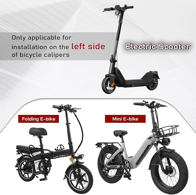 BUCKLOS EBike 2-PIN 4 Pistons Electric Power Off MTB Hydraulic Disc Brake Set,E-Bike Left Front 1150mm Right Rear 1950mm Aluminum Alloy Caliper Lever for ebike/Scooter/Mountain Bike HD-E735(Pre-Bled)