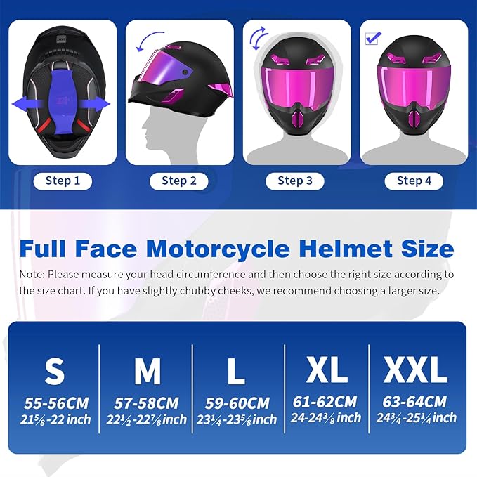 Motorcycle Helmets for Adult Men Women,Full Face Motorcycle Helmet,MG666 DOT Approved Motorbike Racing Street Bike Helmets with Two Visors
