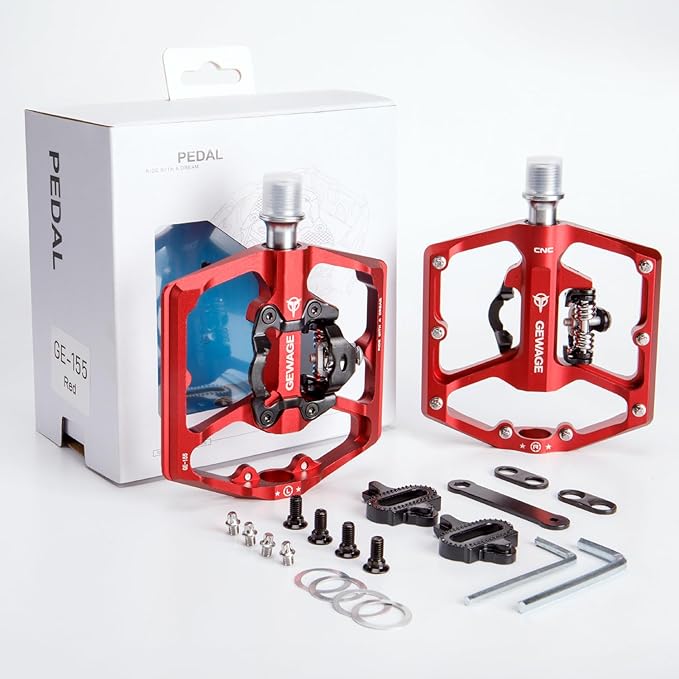 Mountain Bike Pedals- Dual Function Bicycle Flat Pedals and Clipless Pedals- 9/16" Platform Pedals Compatible with SPD for Road Mountain BMX Bike