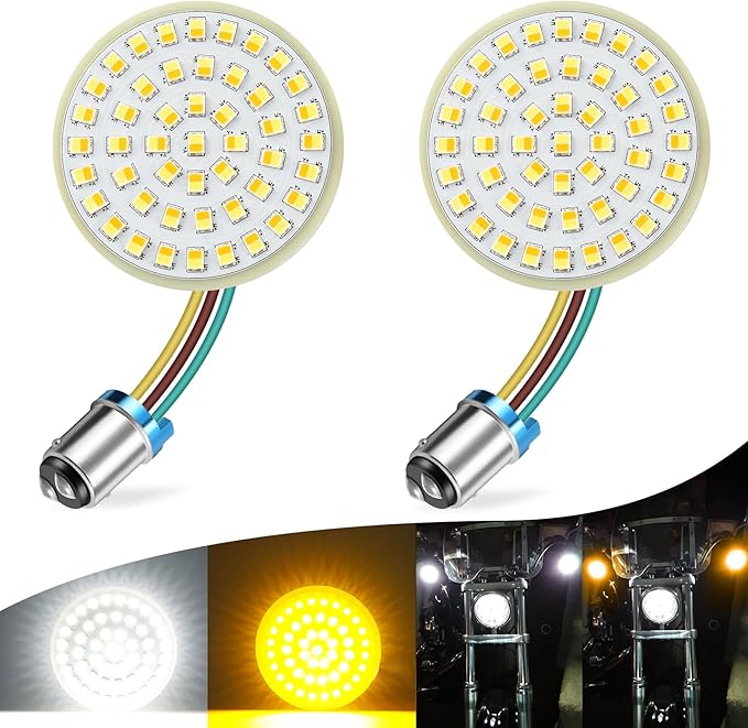 LivTee Extremely Bright Front Turn Signals & Running Switchback LED Lights Panel with 1157 Base Compatible for Harley Dyna Street Glide Road King, Motorcycle Accessories, White/Amber