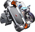 JOYROOM Motorcycle Phone Mount, [1s Auto Lock][100mph Military Anti-Shake] Bike Phone Holder for Bicycle, [10s Quick Install] Handlebar Phone Mount, Compatible with iPhone, Samsung, All Phone, Orange