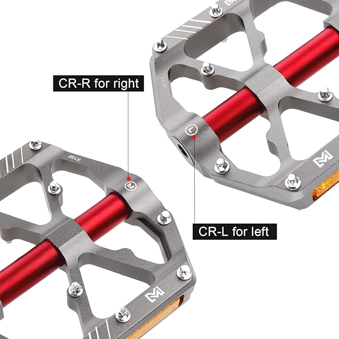 MZYRH 3 Bearings Mountain Bike Platform Pedals - Flat Alloy 9/16" Non-Slip Bicycle Pedals