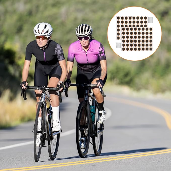 96 Pcs Bike Tire Repair Kit Bike Bicycle Tire Patches Rubber Patch Outdoor Cycling Bicycle Tire Tool Bicycle Inner Tube Puncture Patch Kits with 2 Pcs Metal Rasp for All Inflatable Inner Tubes