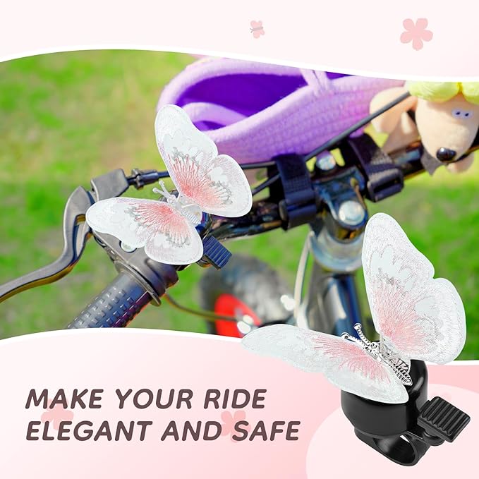 Kid's Bike Bell, Bicycle Horn for Girls, Children’s Bike Bells with Butterfly Design - Cute DIY Bicycle Bell for Girls, Crisp Sound, Easy to Install