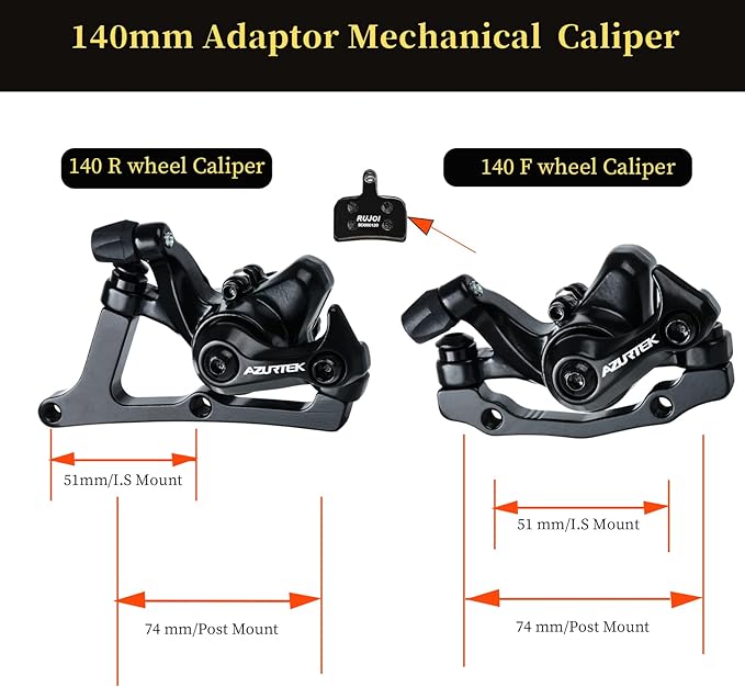 RUJOI RD01B-CAL140 Bike Disc Brake Caliper, Aluminum Mechanical Front and Rear Caliper for Road Bike, Mountain Bike