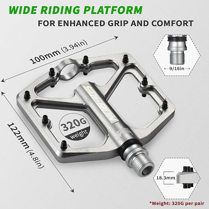 MTB Bike Pedals, Lightweight Bicycle Pedals for BMX/MTB -Universal Lightweight Aluminum Alloy Platform Pedal
