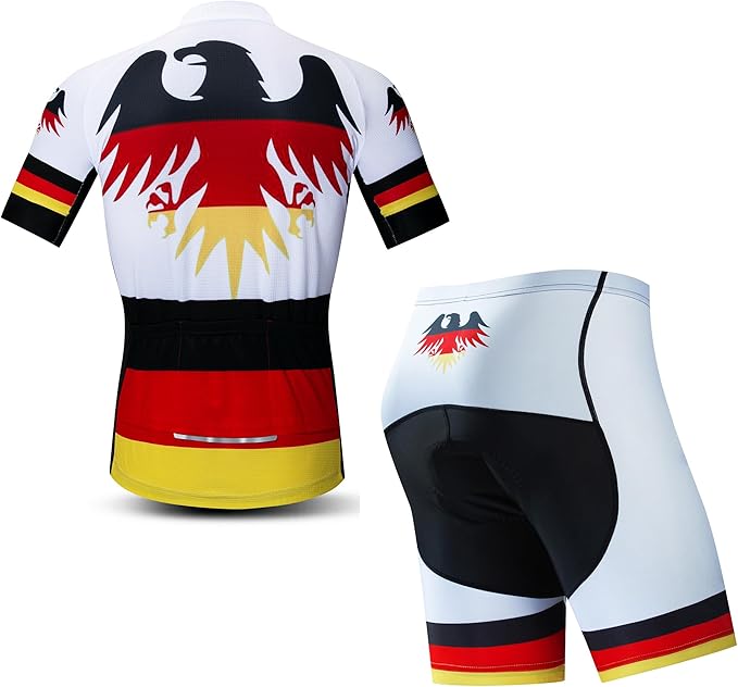 Hotlion Men's Cycling Jersey Sets Gel Pad Summer Bike Clothing Suit Breathable Bike Clothes with 3 Rear Pockets