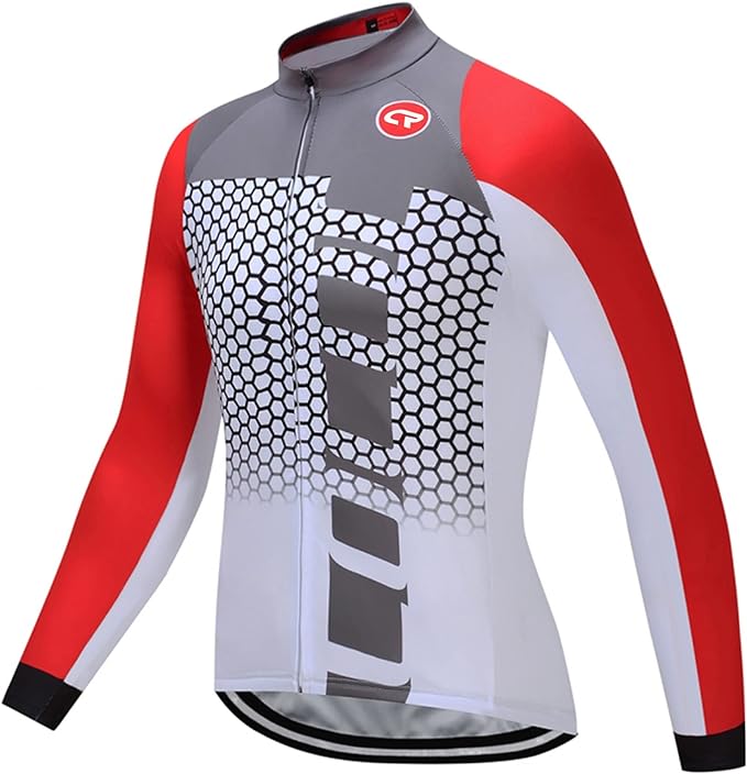Coconut Ropamo CR Long Sleeve Cycling Jersey Mens, 3+1 Zipper Pockets Bicycle Tops Quick Dry Breathable Biking Shirt