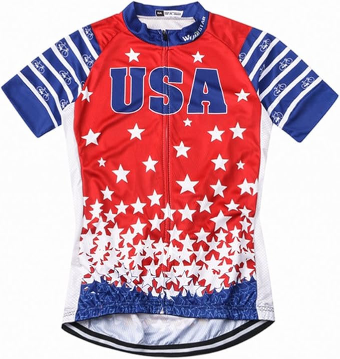 Weimostar Men's USA Cycling Jersey Short Sleeve Biking Shirts Breathable with Pockets