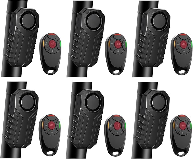 113dB Bike Alarm,Motorcycle Alarm,Burglar Vibration Motorcycle Bicycle Alarm Security System IP65 Waterproof, Suitable for Scooter Vehicle Trailer Car Door Window Electric Bike Accessories, 6PC