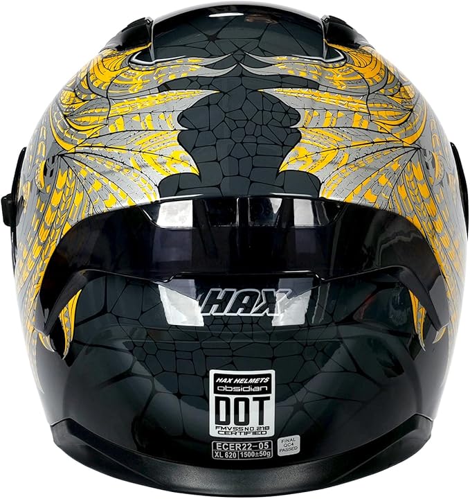 HAX Obsidian Full Face Dual Visor Adult Motorcycle Helmet for Motorbike Street Bike with Pinlock Ready DOT Approved Slayer Gold S
