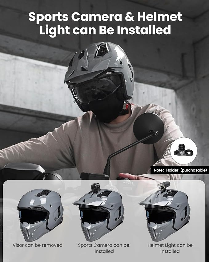 ILM Open Face Motorcycle 3/4 Half Helmet for Men and Women, Vintage Retro Helmet with Visor for Moped ATV Cruiser Scooter DOT Model Z302(Gray,Small)