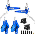 BUCKLOS MTB Hydraulic Disc Brake Set 4 Pistons Front 850mm and Rear 1550mm Hydraulic Brakes with Aluminum Alloy Lever with Caliper Ceramic Brake Pad Fit Mountain Bike,Ebike,Fat Bike HB-CP4 (Pre-Bled)
