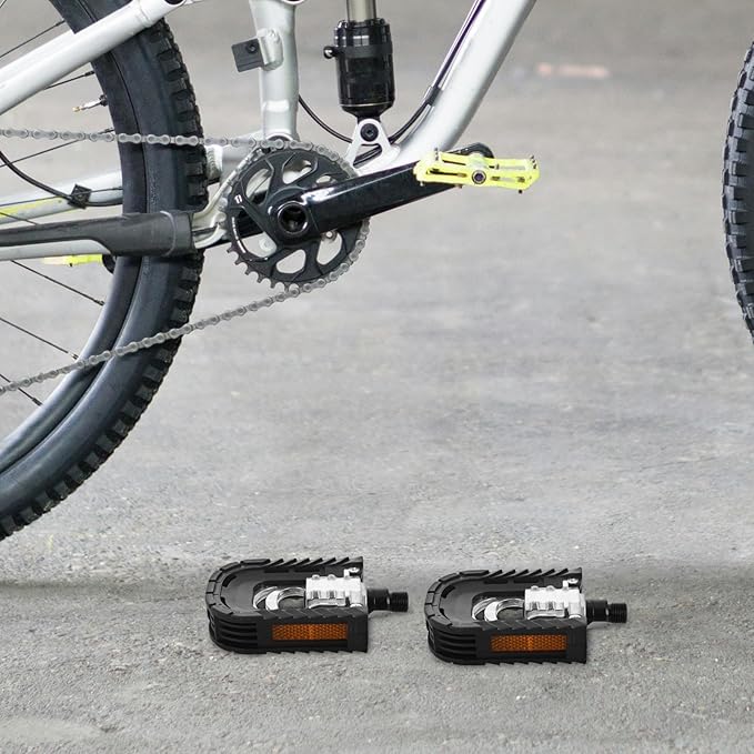 Foldable Aluminum Alloy Bike Pedals Flat Mountain Bicycle Pedals with Wrench Pair for Road, Electric, and Cycling Accessories