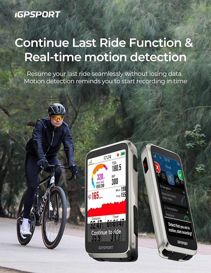 iGPSPORT BiNavi Bike Computer, 3.5‘’ Touch Screen Map Navigation Music Control Climb Tips, Wireless GPS Cycling Computer