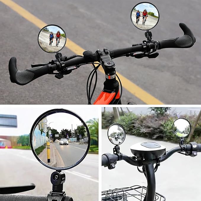 Bike Mirror Bicycle Rear View Mirrors,Rotatable Handlebar Reflectors Foldable Convex Mirror