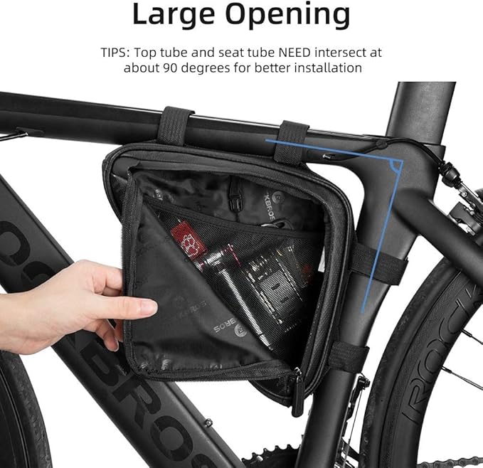 ROCKBROS Bike Triangle Frame Bag, Bike Triangle Bag, with Two Side Pockets, 1.5L