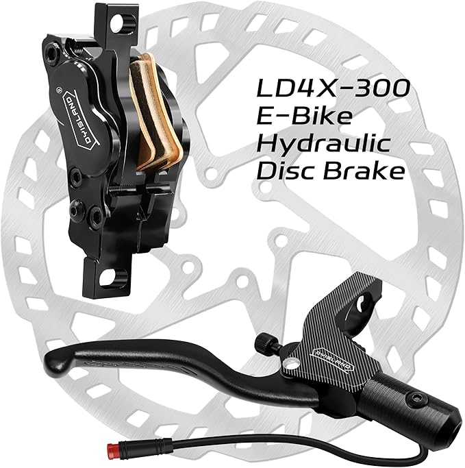 E-Bike Hydraulic Disc Brake Set 4-Pistons/2-Pistons,2-PIN/3-PIN Pre-Bled with Mineral Oil Brakes Kit,Front and Rear Set,180mm 2.3mm Thick Rotors