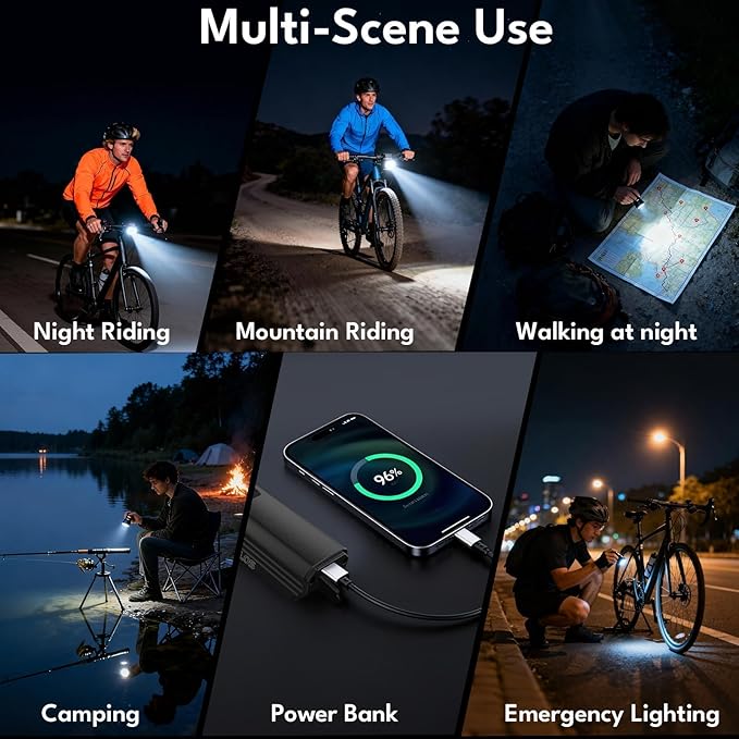 BUCKLOS 1000/1500/2000 Lumens Ultra Bright Bike Lights for Night Riding, Bicycle Headlight with Auto-Dimming LED USB Rechargeable 7/5 Modes, IPX5 Waterproof Front Light, Long Battery Powered