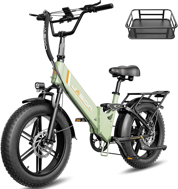 Jasion X-Hunter ST/PRO Foldable Electric Bike for Adults with 20'' Fat Tire,Up to 71-80 Miles Range Ebike,1800W/1400W Peak Motor,30+MPH E Bike,Full Suspension&Dual Hydraulic Disc Brakes Bicycles