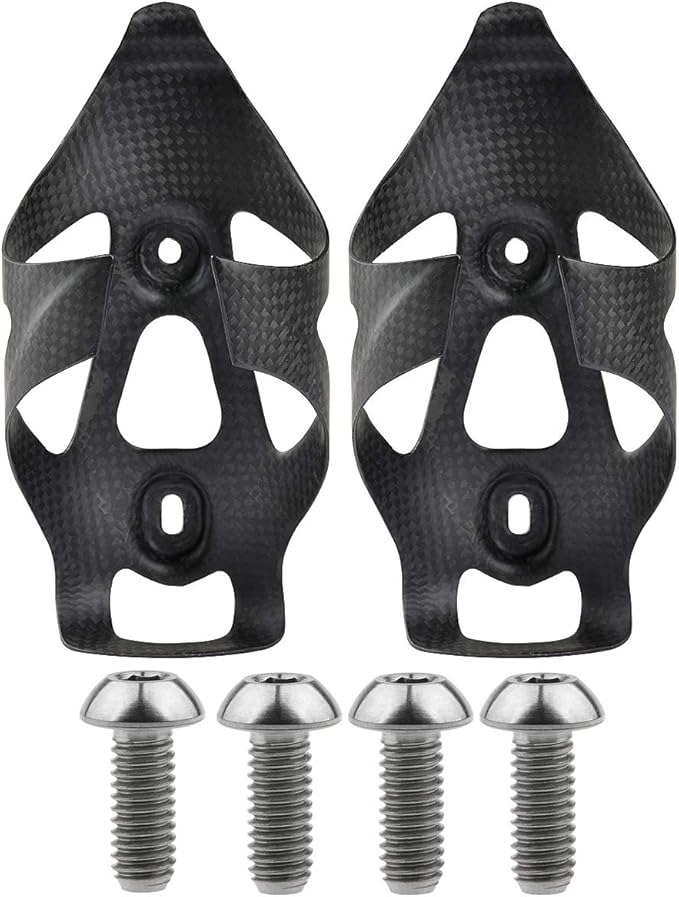 Full Carbon Fiber Bicycle Water Bottle Cages Holder Brackets with Titanium Bolts Pack of 2 (Matt)