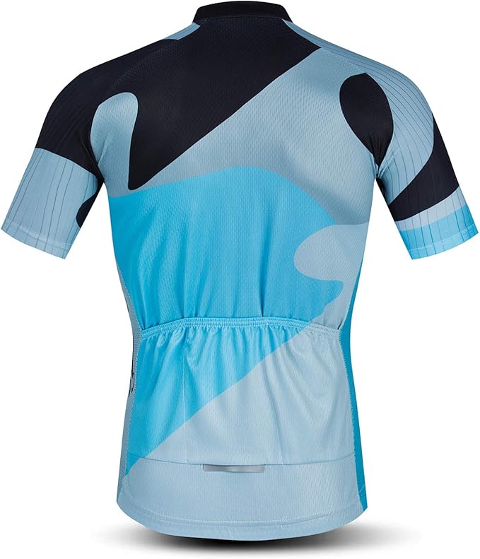 Cycling Jersey Men USA Summer Bike Short Sleeve 3-Pockets Breathable Quick-Dry Shirt S-3XL