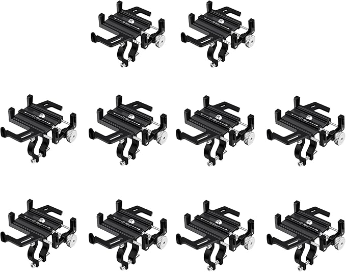 NineLeaf 10PK Bike Phone Mount Holder, Aluminum Motorcycle Phone Mount, Handlebar Mounted Cell Phone Holder for Bike, Camera Friendly, Rotatable, Universal Bicycle Phone Mount for 2.2-3.7 Inch Phones