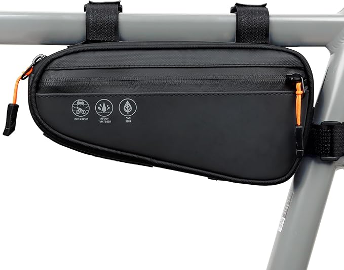 NDakter Bike Triangle Frame Bag, Bicycle Storage Pouch with 2 Side Pockets, 3-in-1 Top Tube Bags for Phone, Waterproof Cycling Tool Accessories Pack for MTB Mountain Road Bikes（1.2L）