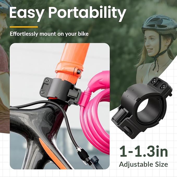 Titanker Bike Lock, Bicycle Lock 4 Feet Cable Lock 1/2 Inch Resettable Bike Lock Combination with Mounting Bracket, Bike Accessories for Bicycle, Electric Scooter, Motorcycle