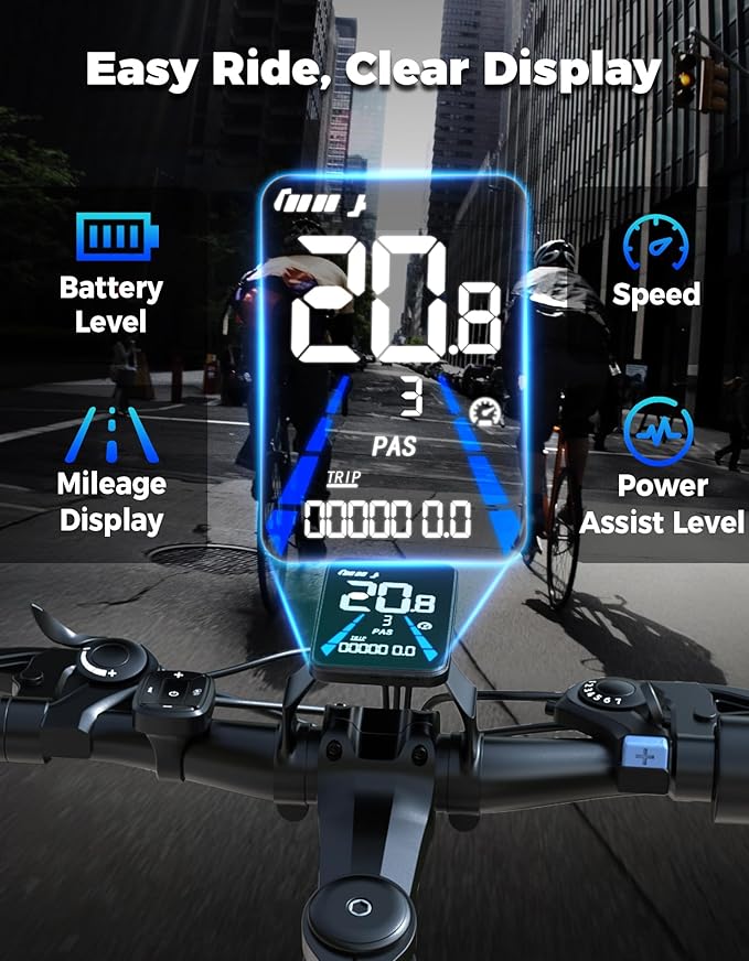 Electric Bike for Adults, 1500W Peak Mountain Ebike with 28 MPH, 65 Miles Range, 7 Speeds, 48V 10Ah Removable Battery 26" Ebike for Commute