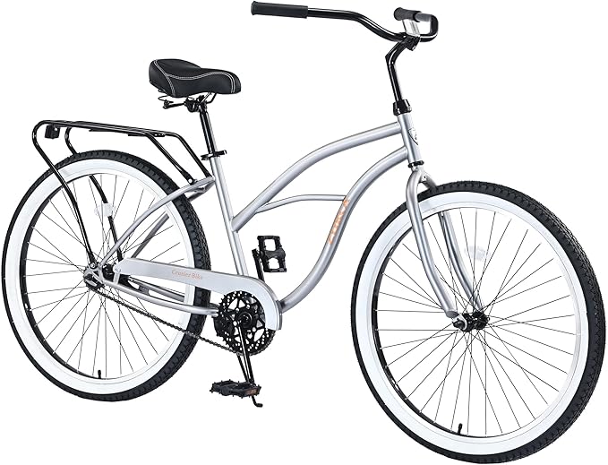 Multiple Colors Adult Beach Cruiser Bike, Single Speed Bicycles 26" Inch, Fixed Gear Bike, Wide Wheels for Stability, Rear Coaster Brakes, Multiple Speed Options