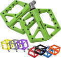 MTB Pedals Large Mountain Bike Pedals, Lightweight Nylon Fiber Composite Bicycle Platform Pedals, Grippy Pedals w 18 Pins, Cr-Mo Spindle fit w 2 Bearings, Clipless Pedals for BMX MTB Bike 9/16"