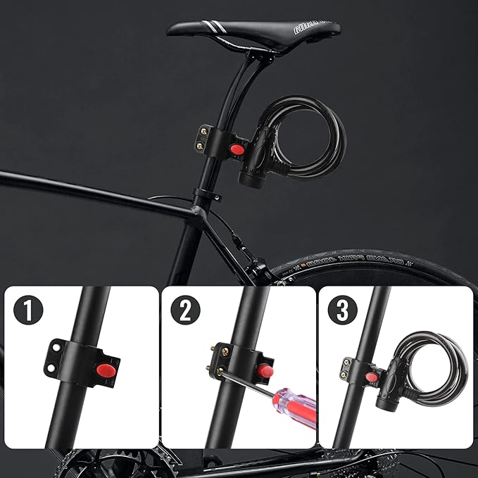 Bike Lock, [4ft/1.2m] Diyife Bike Cable Locks with 2 Keys, Weatherproof Heavy Duty Bicycle Lock Cable Anti-Theft Security Cable with Mounting Bracket for Motorcycle, Scooter, Ebike