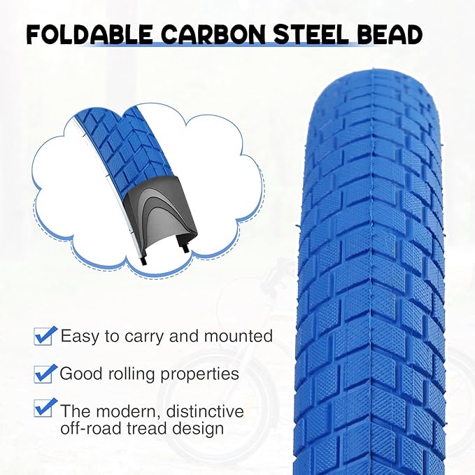 12/16/20x2.125 Bike Tires 1/2 Pack 12/16/20 Inch Kids Folding Replacement Tire/Tube Suitable for Tires 12/20x2.1 12/16/20x2. 125 12/20x2.25, Multiple Colors