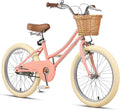 Petimini Vintage Kids Bike for Girls, 12–20 Inch Classic Bicycle with Wicker Basket & Bell, High Tensile Steel Frame, Training Wheels (12–18”), 85% Pre-Assembled, Retro Bike for Outdoor Riding