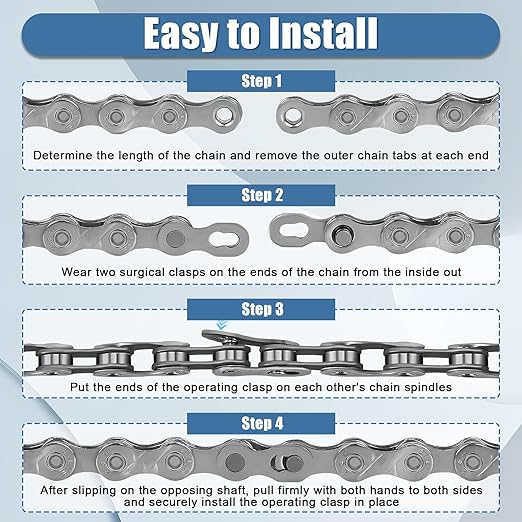 21/24/27 Speed Bike Chain, Bicycle Mountain Bike Chain, 116 Links Single & Multi Speed Bikes Chain, Compatible with BMX Bikes, and Most Major Systems(Silve)