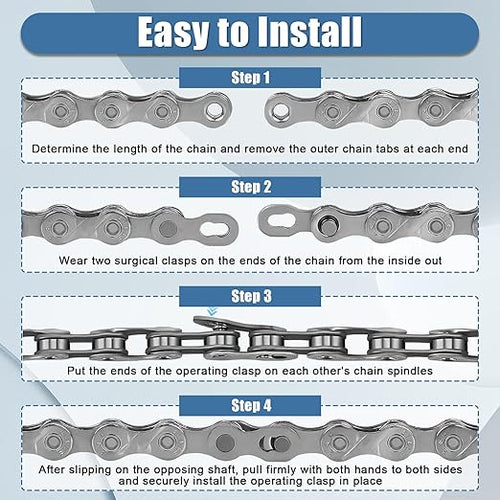 21/24/27 Speed Bike Chain, Bicycle Mountain Bike Chain, 116 Links Single & Multi Speed Bikes Chain, Compatible with BMX Bikes, and Most Major Systems(Silve)
