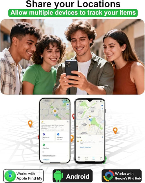 2-in-1 Air Tracker Tag for iOS & Android - Smart Tags Dual System Bluetooth Finder Compatible with Apple Find My & Android Find Hub, Mini GPS Tracker Item Finders for Keys, Wallet, Luggage, Pet, Bike