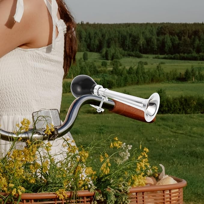 Didiseaon Bike Bugle Horn Metal Manual Air Horn Loud Vintage Bicycle Bell Universal for Mountain Bike Cycling Accessories