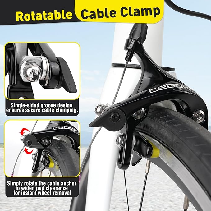 Dual Pivot C Brakes, Forged Aluminum Alloy Front and Rear Caliper Set, Road Bike Rim Brakes Compatible with 700c, Fits 19-26mm Rims, Max 30mm Tire Width, 2 Colors