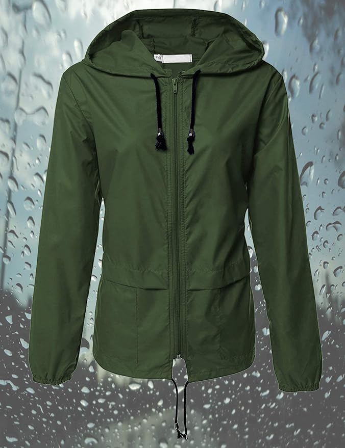Avoogue Raincoat Women Lightweight Waterproof Rain Jackets Packable Outdoor Hooded Windbreaker