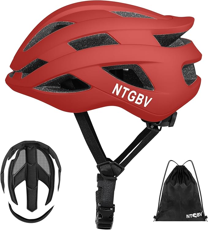 Adult Bike Helmet for Men/Women with Helmet Bag 2 Removable Moisture-Wicking Liners Adjustable Dial Comfort Fit Lightweight Shockproof CPSC 1203 Safety Certified for Road-Ready/Urban-Commute/MTB