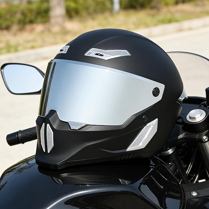 Motorcycle Helmets for Adult Men Women,Full Face Motorcycle Helmet,MG666 DOT Approved Motorbike Racing Street Bike Helmets with Two Visors